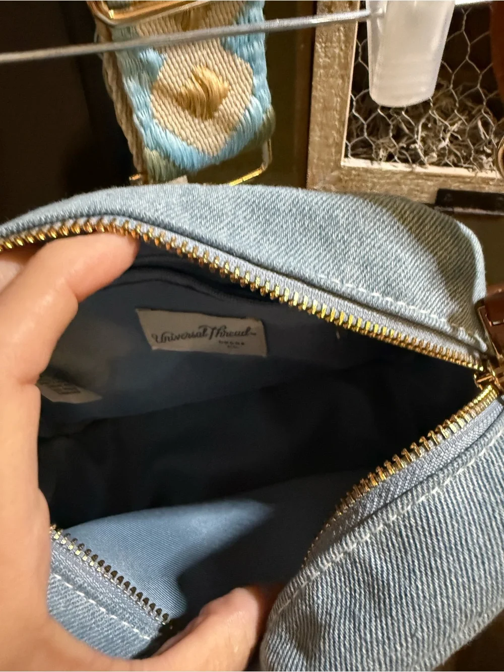Denim crossbody with extra strap